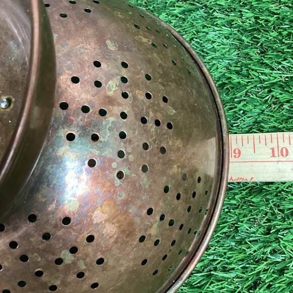 Vintage Copper Colander Tin Lined Porcelain Handles - Picture 8 of 15